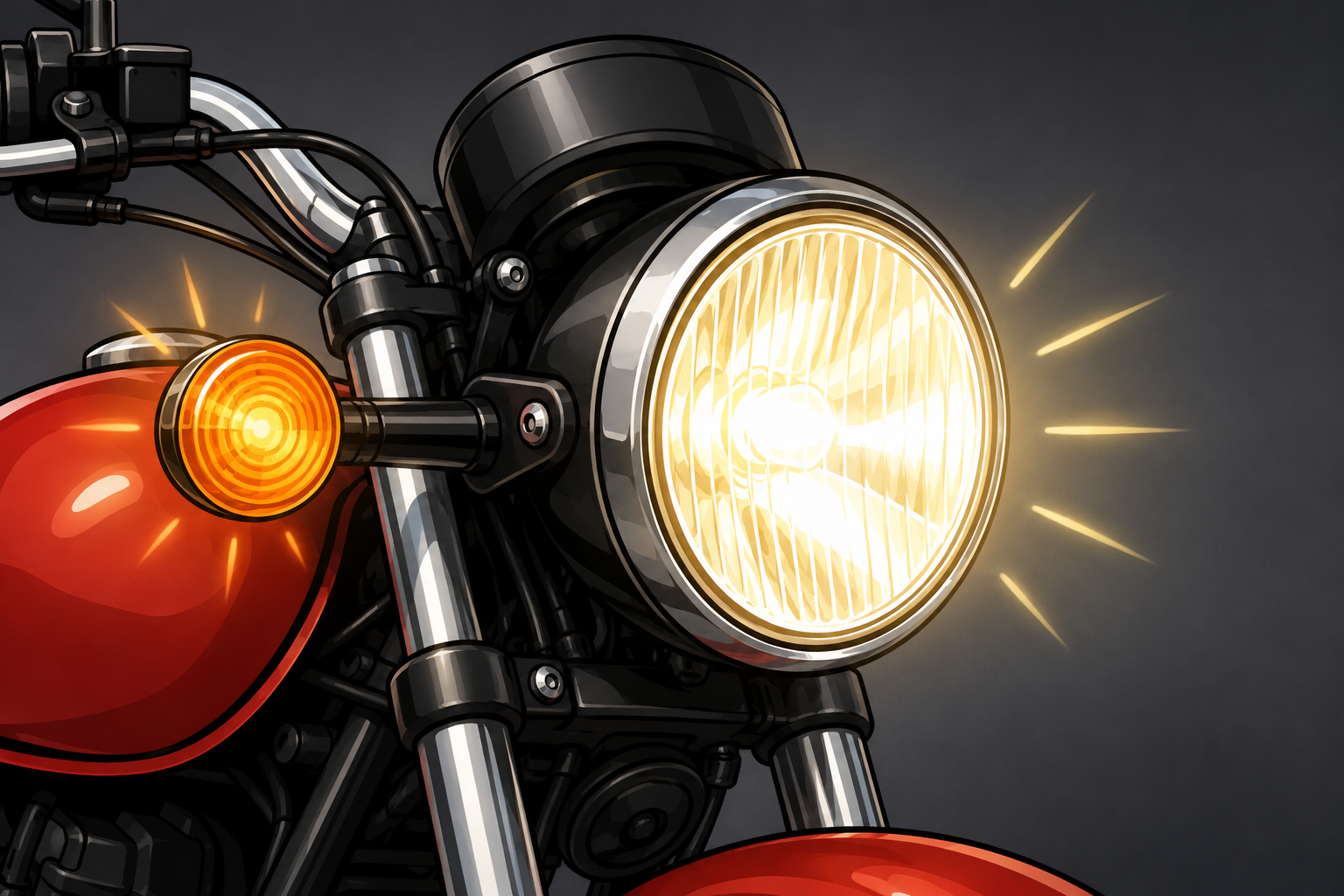 Motorcycle headlight and turn indicator working